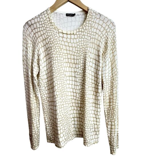 J. McLaughlin Tan Neutral Alligator Animal Print Sweater Size M Quiet Luxury - Picture 1 of 6
